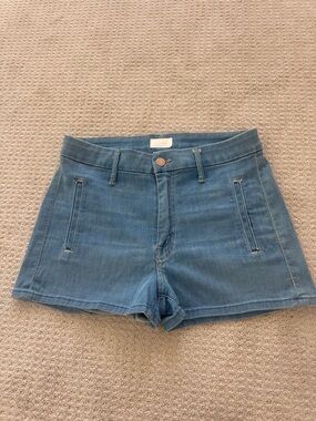 MOTHER Light Blue High-Waist Denim Shorts